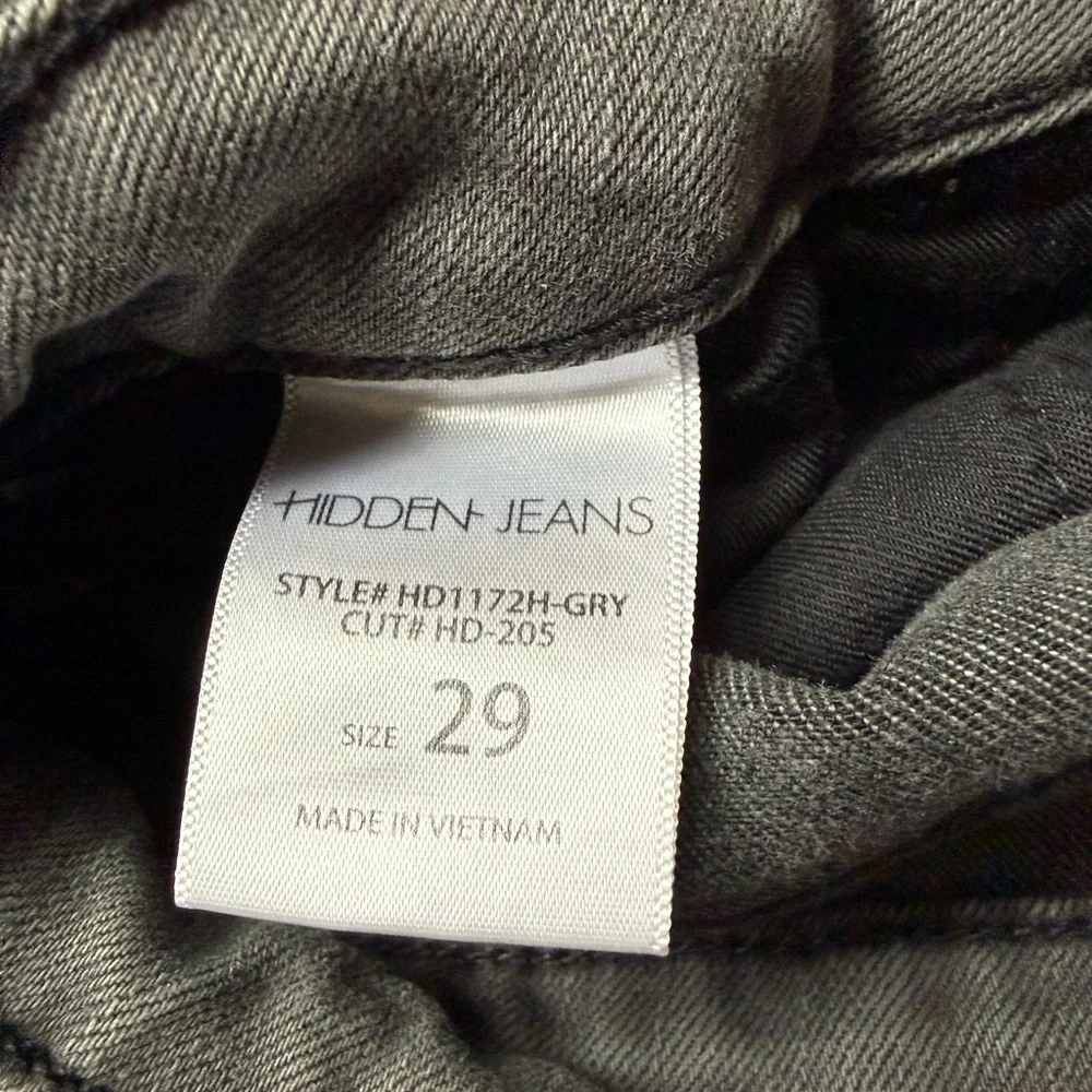 Hidden Jeans Gray Distressed Raw Hem Skinny Jeans Size 29 Stretch - Picture 10 of 11